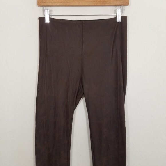 Lysse Faux Suede Brown Leggings Size S - Picture 2 of 6